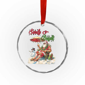 Tropical Xmas Crystal Glass Ornament Sandy And Bright Santa At The Beach TS09 Print Your Wear
