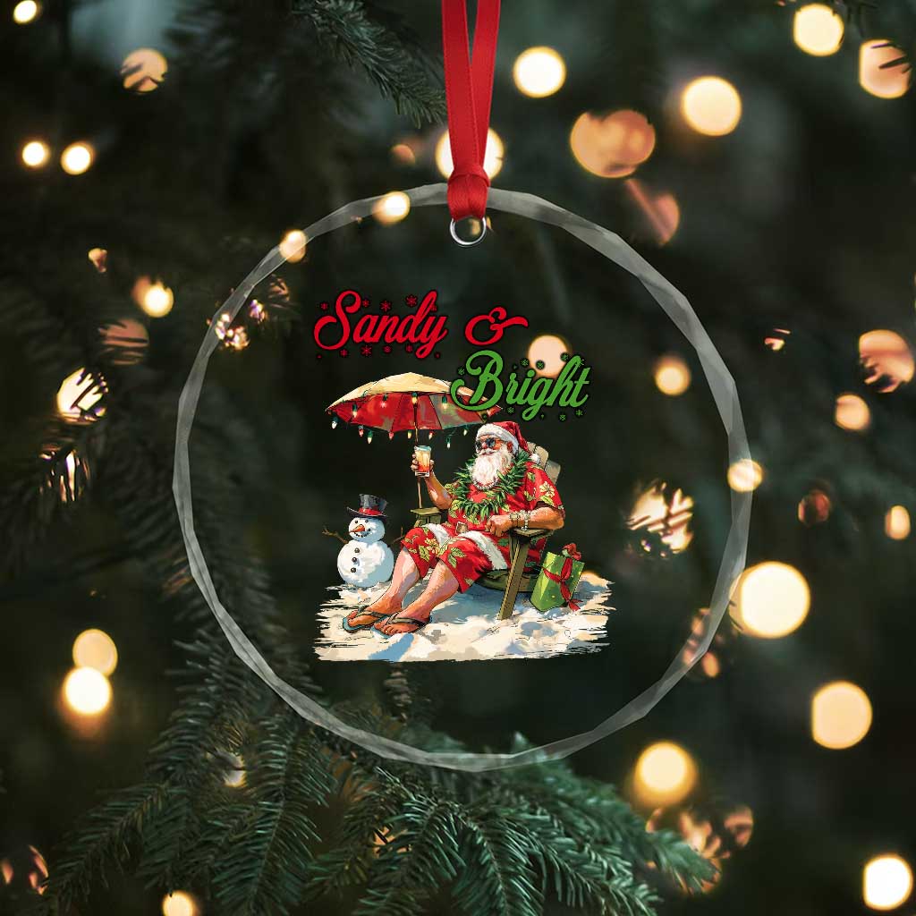 Tropical Xmas Crystal Glass Ornament Sandy And Bright Santa At The Beach TS09 Print Your Wear