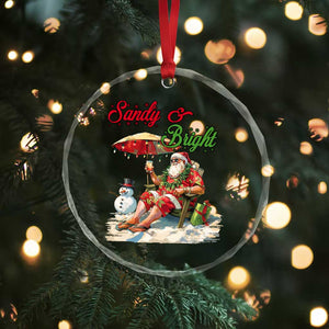 Tropical Xmas Crystal Glass Ornament Sandy And Bright Santa At The Beach TS09 Print Your Wear
