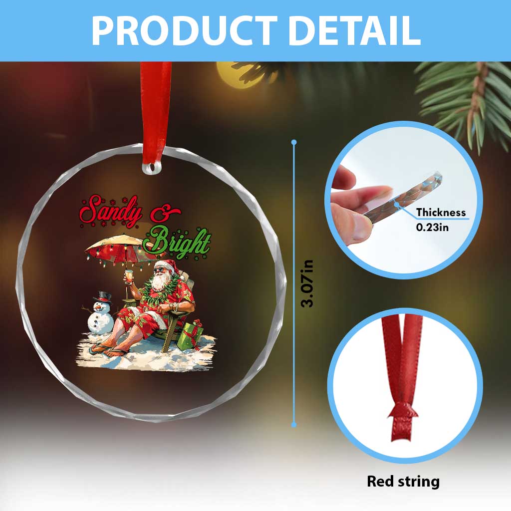 Tropical Xmas Crystal Glass Ornament Sandy And Bright Santa At The Beach TS09 Print Your Wear