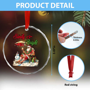 Tropical Xmas Crystal Glass Ornament Sandy And Bright Santa At The Beach TS09 Print Your Wear