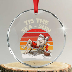 Tropical Xmas Crystal Glass Ornament Tis The Sea Sun Santa At The Beach TS09 Transparent Glass 3'' Circle Print Your Wear