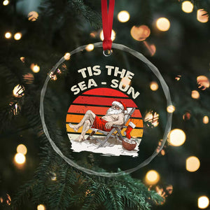 Tropical Xmas Crystal Glass Ornament Tis The Sea Sun Santa At The Beach TS09 Print Your Wear