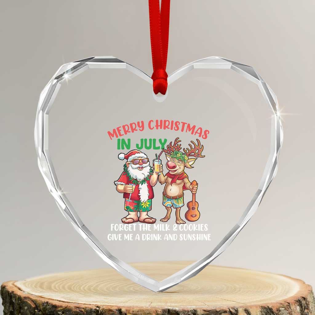 Tropical Xmas Heart Crystal Glass Ornament Give Me A Drink And Sunshine TS09 Transparent Glass 3'' Heart Print Your Wear