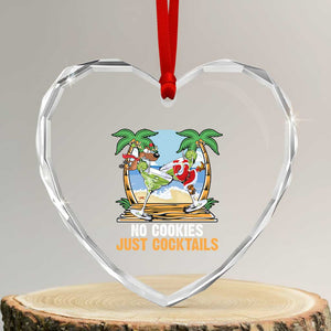 Tropical Xmas Heart Crystal Glass Ornament No Cookies Just Cocktails Drunk Santa Reindeer TS09 Transparent Glass 3'' Heart Print Your Wear