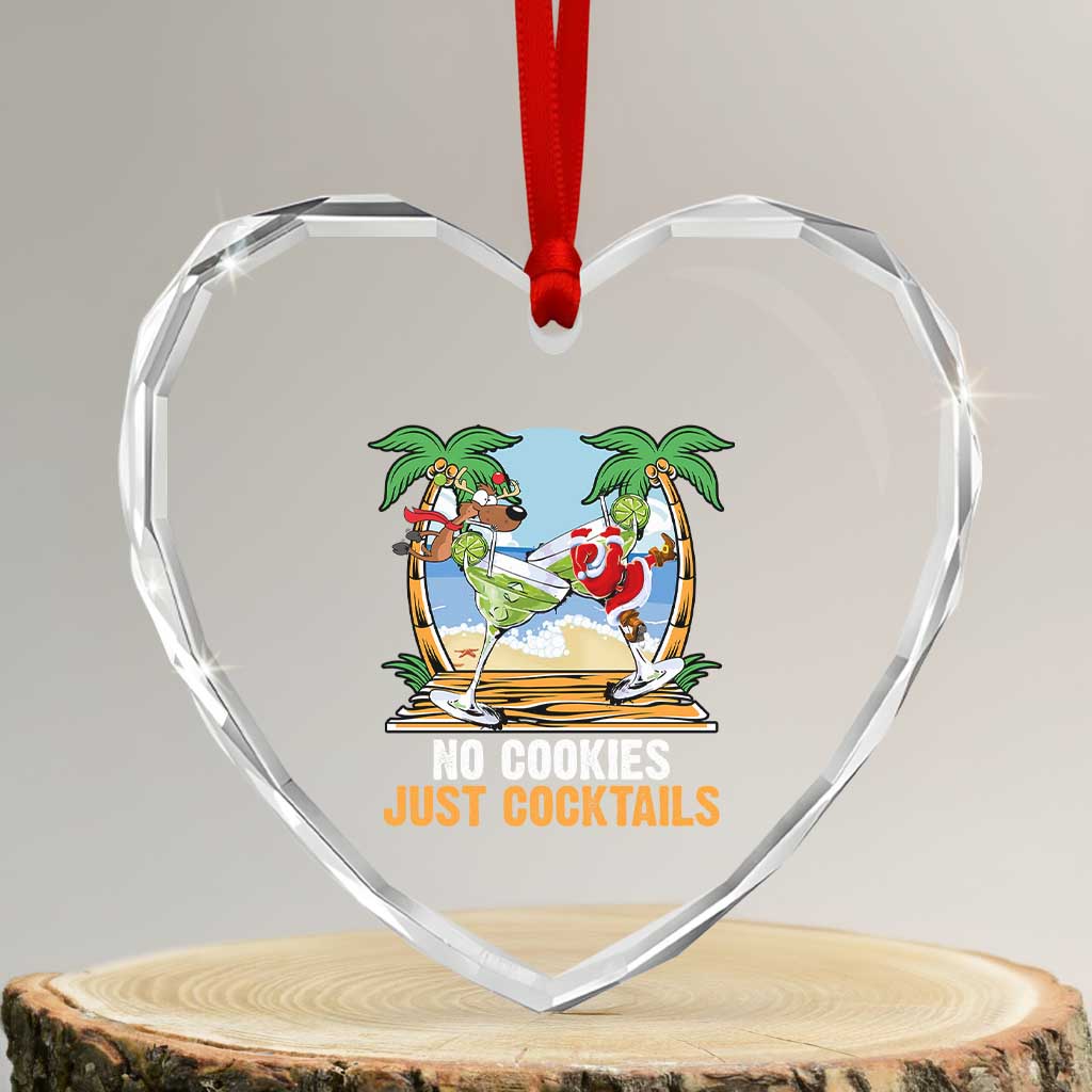 Tropical Xmas Heart Crystal Glass Ornament No Cookies Just Cocktails Drunk Santa Reindeer TS09 Transparent Glass 3'' Heart Print Your Wear