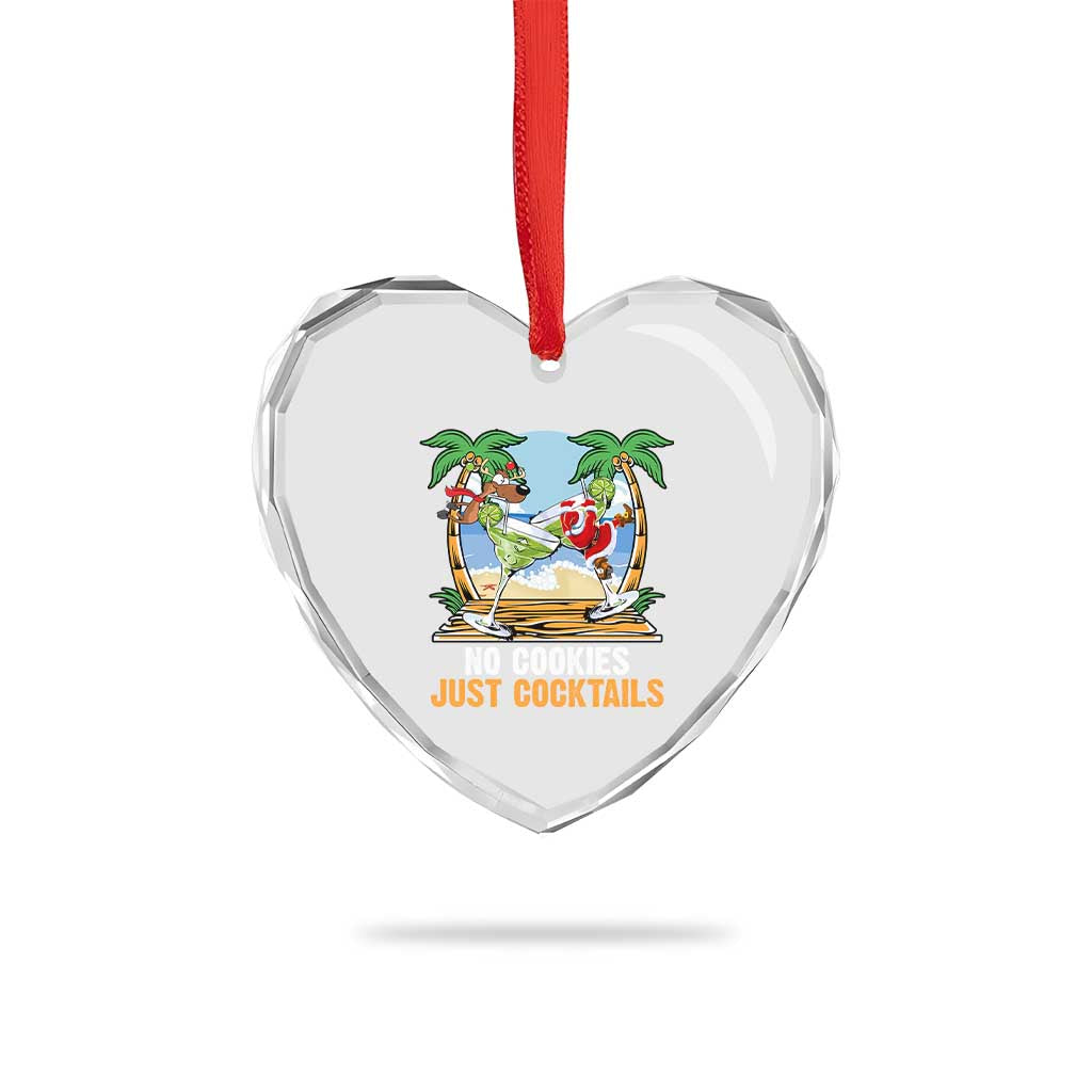 Tropical Xmas Heart Crystal Glass Ornament No Cookies Just Cocktails Drunk Santa Reindeer TS09 Print Your Wear