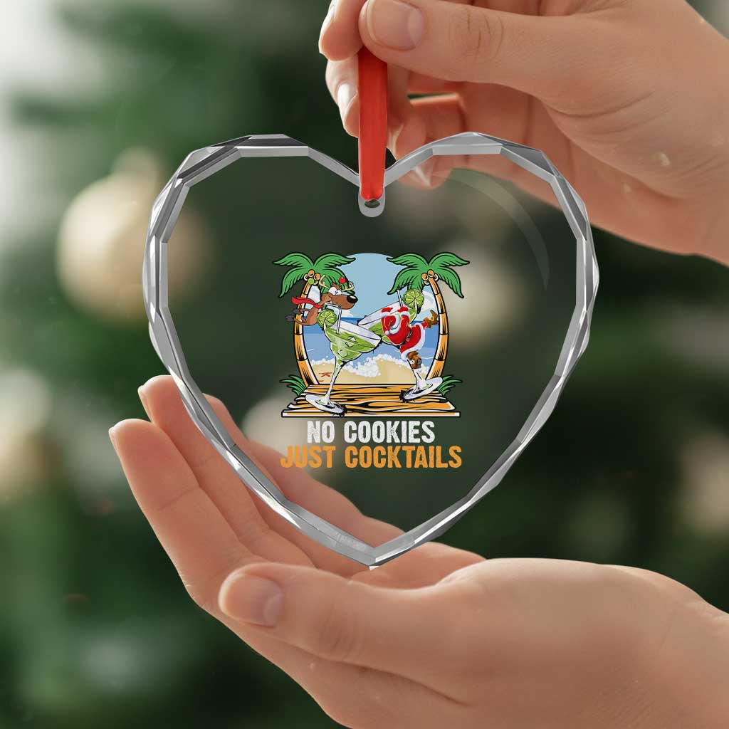 Tropical Xmas Heart Crystal Glass Ornament No Cookies Just Cocktails Drunk Santa Reindeer TS09 Print Your Wear