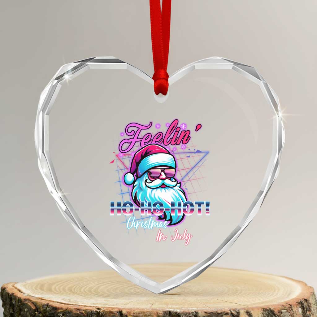 Tropical Xmas Heart Crystal Glass Ornament Retro Santa Feelin' Ho Ho Hot TS09 Transparent Glass 3'' Heart Print Your Wear