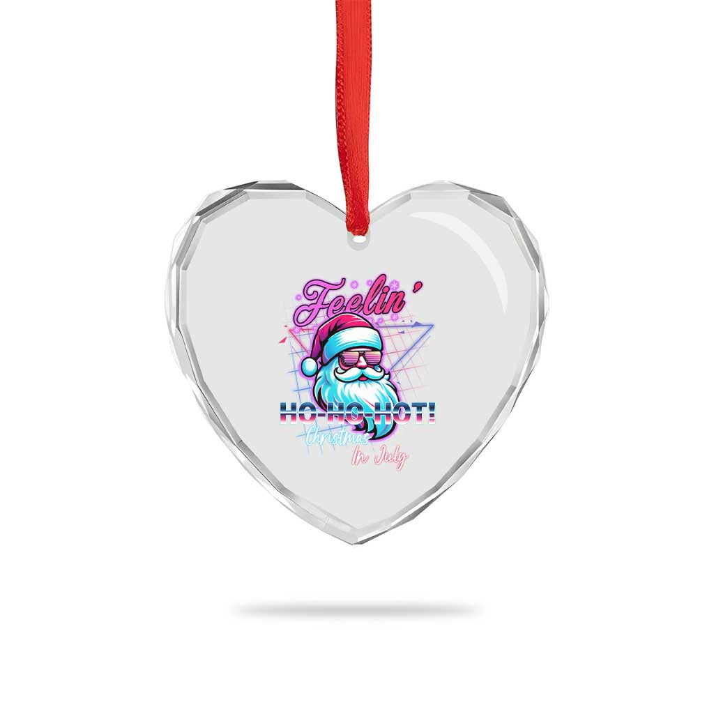 Tropical Xmas Heart Crystal Glass Ornament Retro Santa Feelin' Ho Ho Hot TS09 Print Your Wear