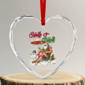 Tropical Xmas Heart Crystal Glass Ornament Sandy And Bright Santa At The Beach TS09 Transparent Glass 3'' Heart Print Your Wear