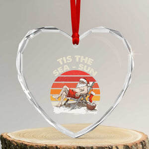 Tropical Xmas Heart Crystal Glass Ornament Tis The Sea Sun Santa At The Beach TS09 Transparent Glass 3'' Heart Print Your Wear