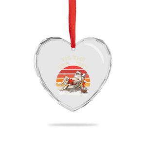 Tropical Xmas Heart Crystal Glass Ornament Tis The Sea Sun Santa At The Beach TS09 Print Your Wear
