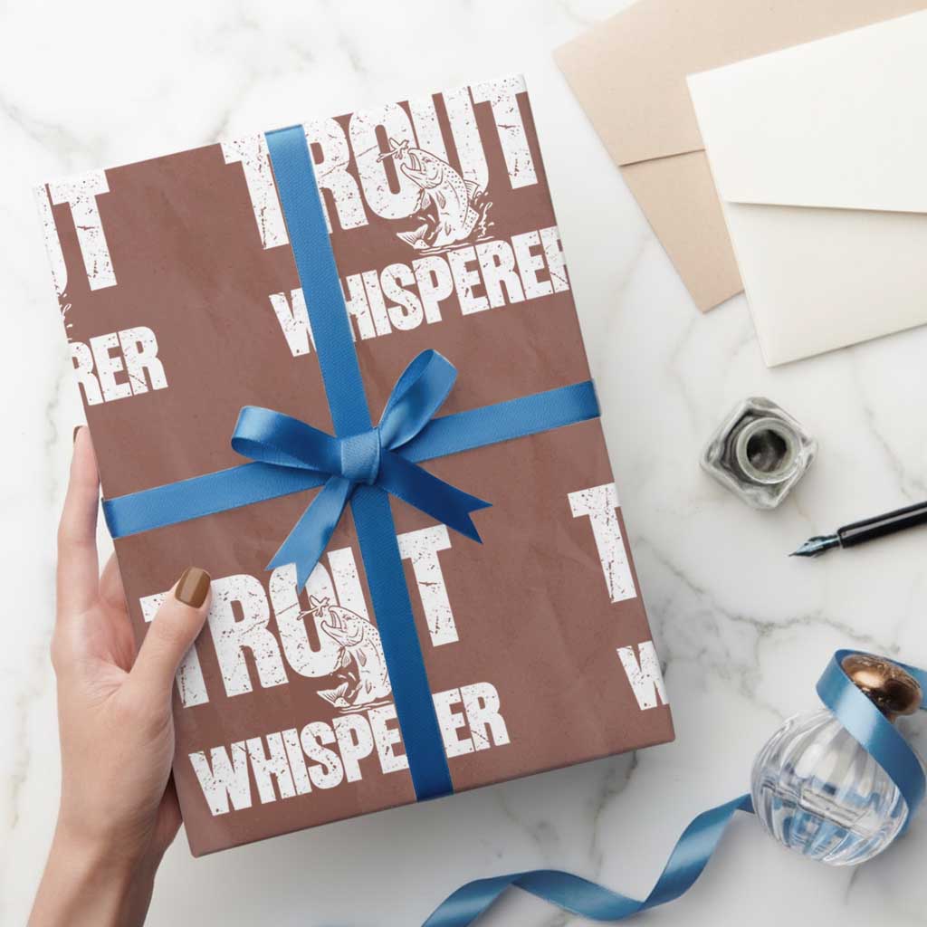 Trout Fishing Wrapping Paper Roll Funny Fishing Fisherman Trout Whisperer Gift TS10 Mocha Print Your Wear