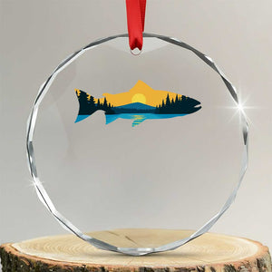 Trout Fly Fishing Outdoor Forest Mountain Nature Wildlife Fisherman Crystal Glass Ornament TS11 Transparent Glass 3'' Circle Print Your Wear