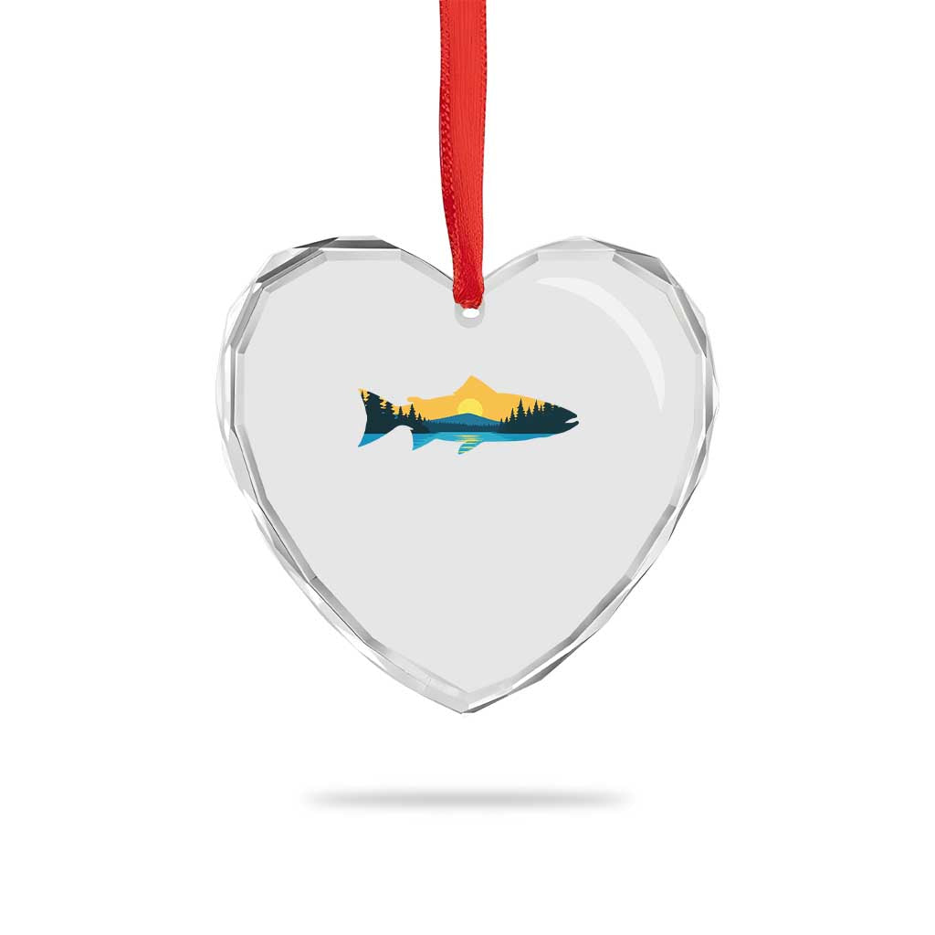 Trout Fly Fishing Outdoor Forest Mountain Nature Wildlife Fisherman Heart Crystal Glass Ornament TS11 Print Your Wear