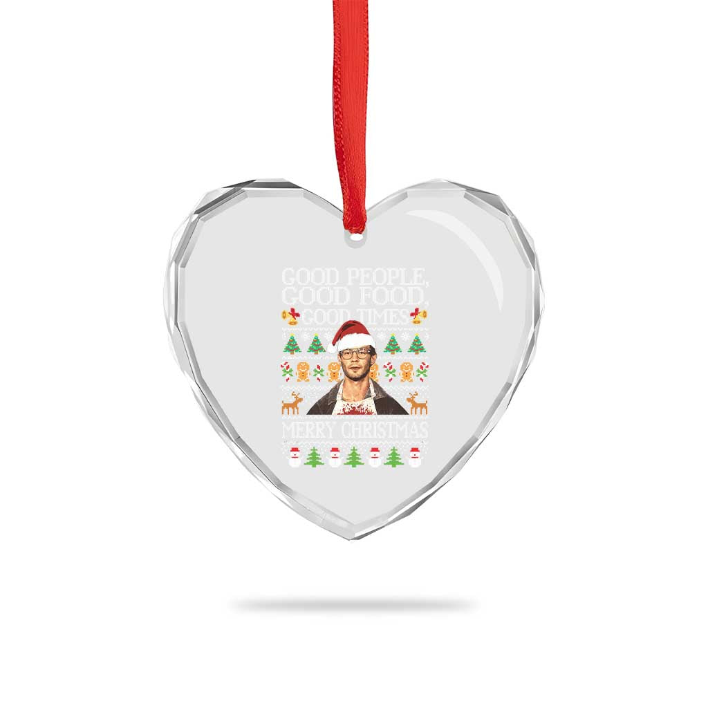True Crime Ugly Christmas Heart Crystal Glass Ornament Funny Jeffrey Dahmer Good Food Sick Humor TS10 Print Your Wear