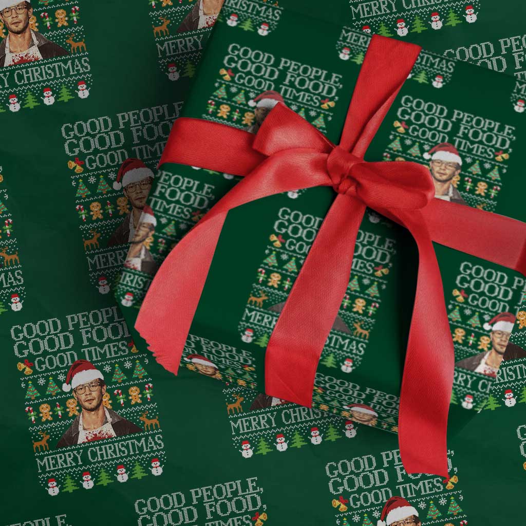 True Crime Ugly Christmas Wrapping Paper Roll Funny Jeffrey Dahmer Good Food Sick Humor TS10 Green Print Your Wear