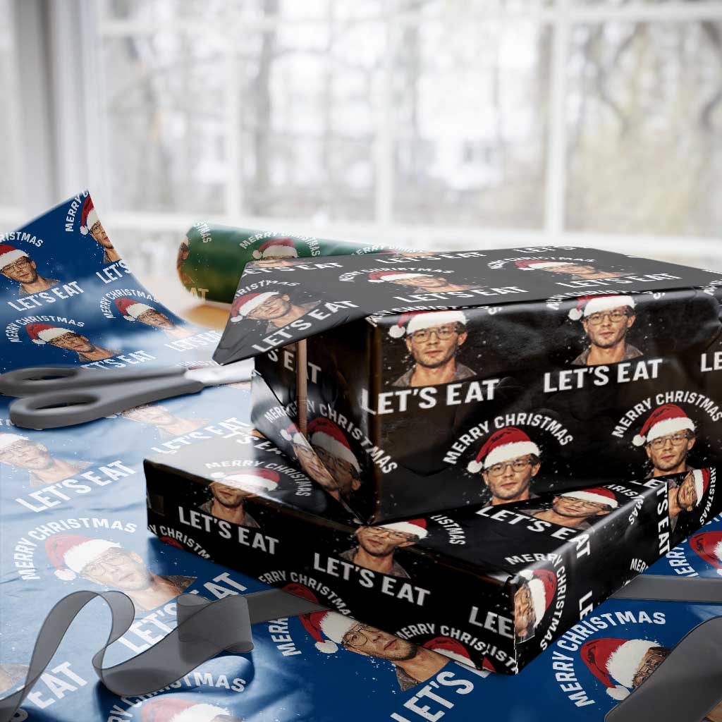 True Crime Ugly Christmas Wrapping Paper Roll Funny Jeffrey Dahmer Merry Xmas Lets Eat TS10 Black Print Your Wear