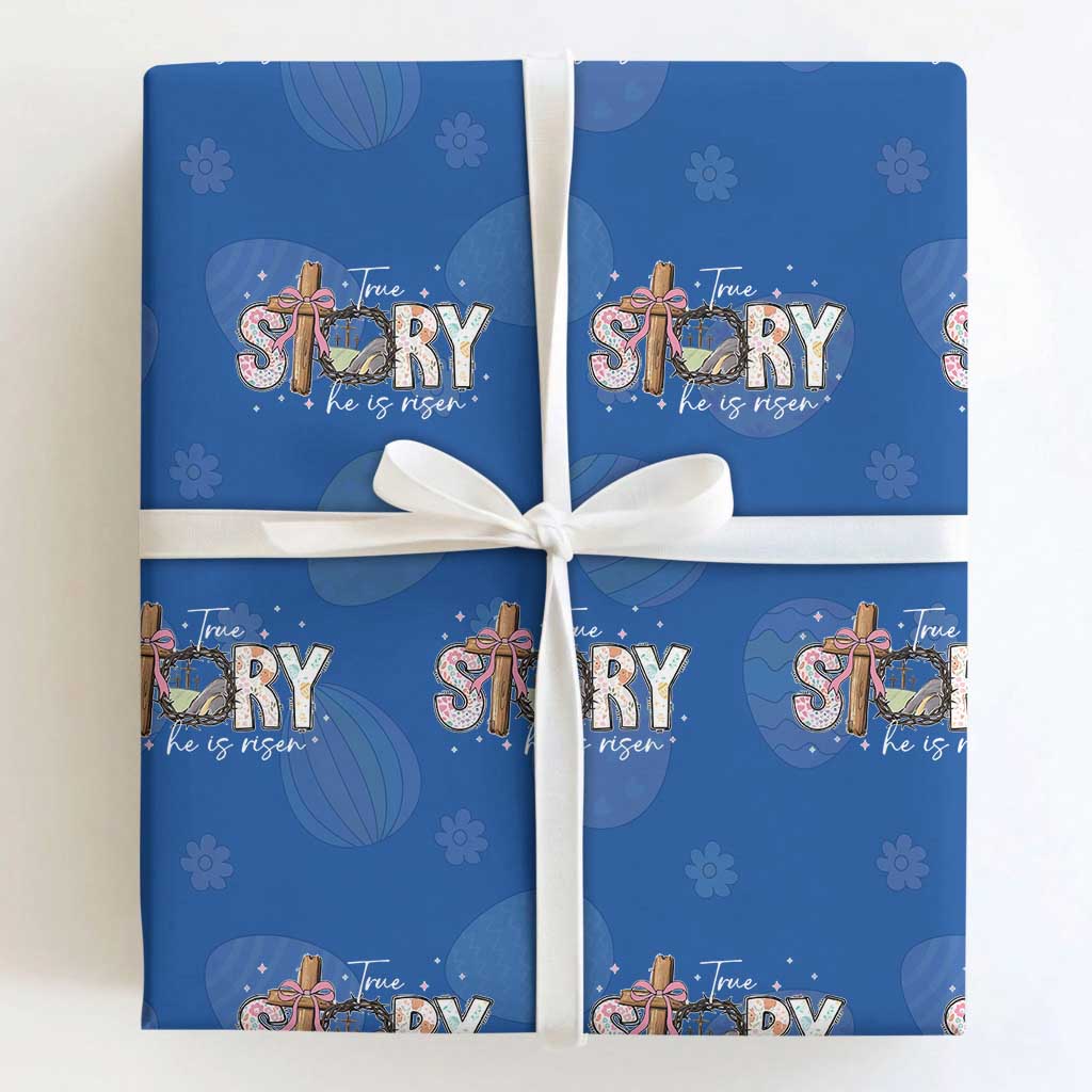 True Story He Is Risen Wrapping Paper Roll Christian Easter Day Religious Bible Verse TS11 Royal Blue Print Your Wear