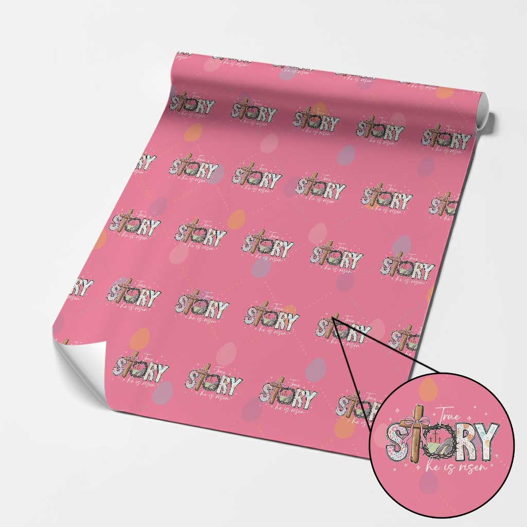 True Story He Is Risen Wrapping Paper Roll Christian Easter Day Religious Bible Verse TS11 Pink Print Your Wear