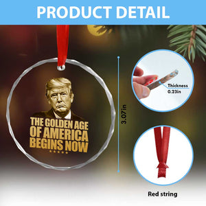 Trump 2025 Crystal Glass Ornament Golden Age Of America Begins Now Inauguration Speech - Print Your Wear