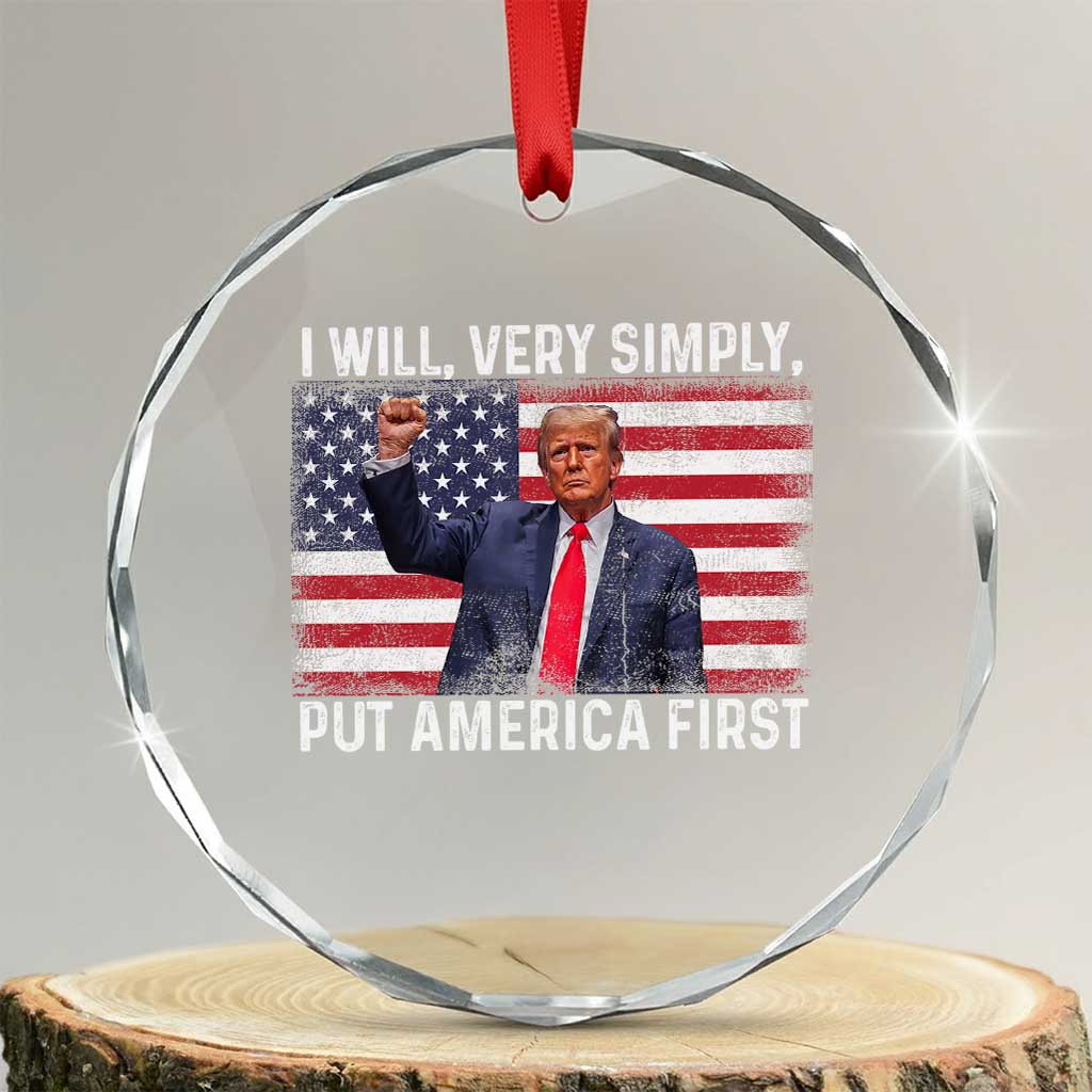 Trump 2025 Crystal Glass Ornament The Golden Age Of America Begins Right Now American Flag TS02 Transparent Glass 3'' Circle Print Your Wear