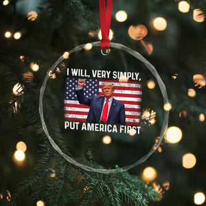 Trump 2025 Crystal Glass Ornament The Golden Age Of America Begins Right Now American Flag - Print Your Wear