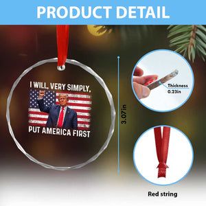 Trump 2025 Crystal Glass Ornament The Golden Age Of America Begins Right Now American Flag - Print Your Wear
