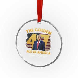 Trump 2025 Crystal Glass Ornament The Golden Age Of America Begins Right Now USA Flag - Print Your Wear
