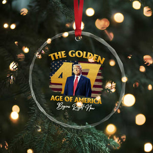 Trump 2025 Crystal Glass Ornament The Golden Age Of America Begins Right Now USA Flag - Print Your Wear