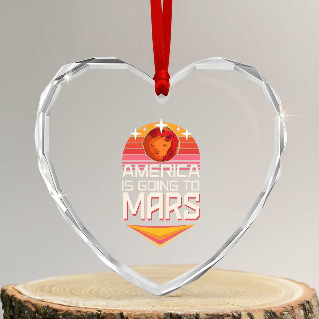 Trump 2025 Heart Crystal Glass Ornament America Is Going To Mars Funny USA Patriotic Party TS02 Transparent Glass 3'' Heart Print Your Wear