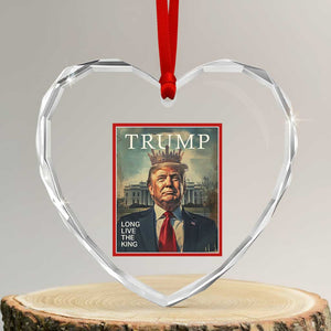 Trump 2025 Heart Crystal Glass Ornament Long Live The King Patriotic Graphic TS02 Transparent Glass 3'' Heart Print Your Wear