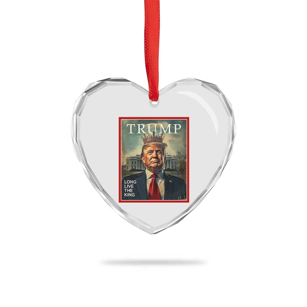 Trump 2025 Heart Crystal Glass Ornament Long Live The King Patriotic Graphic TS02 Print Your Wear