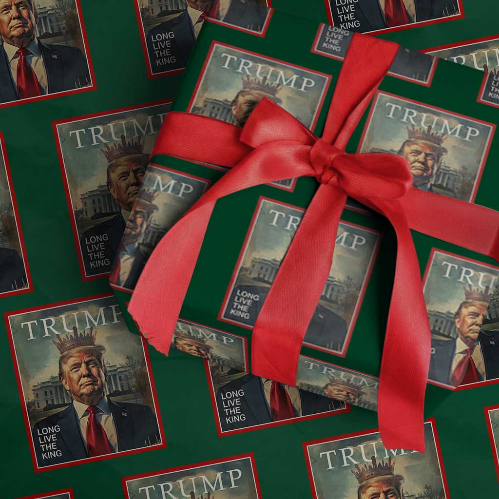 Trump 2025 Wrapping Paper Roll Long Live The King Patriotic Graphic TS02 Green Print Your Wear