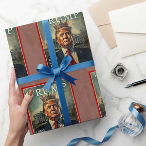 Trump 2025 Wrapping Paper Roll Long Live The King Patriotic Graphic TS02 Mocha Print Your Wear