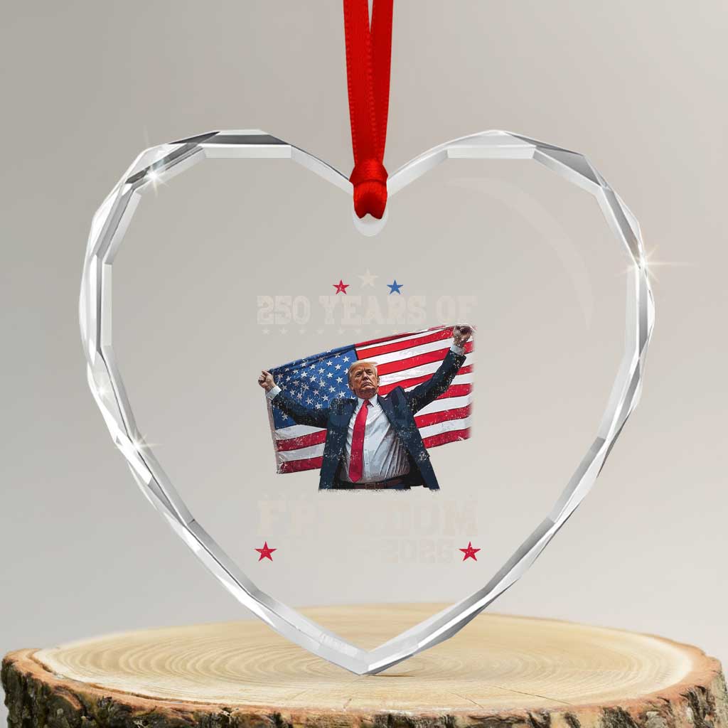 Trump 250th Anniversary Heart Crystal Glass Ornament 250 Years Of Freedom Vintage USA Flag TS11 Transparent Glass 3'' Heart Print Your Wear