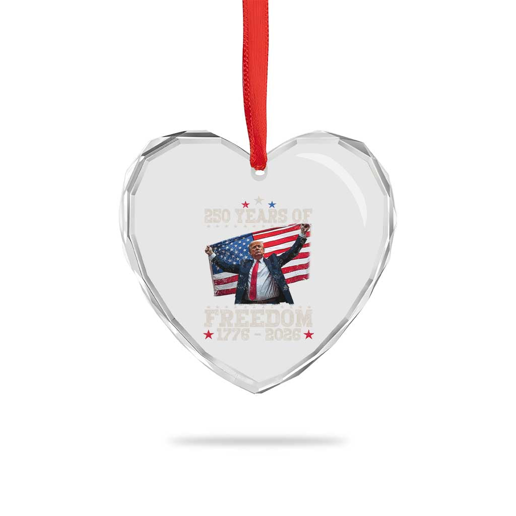 Trump 250th Anniversary Heart Crystal Glass Ornament 250 Years Of Freedom Vintage USA Flag TS11 Print Your Wear