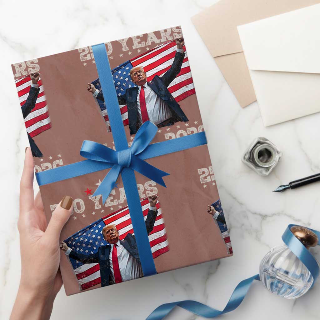 Trump 250th Anniversary Wrapping Paper Roll 250 Years America Vintage USA Flag TS11 Mocha Print Your Wear