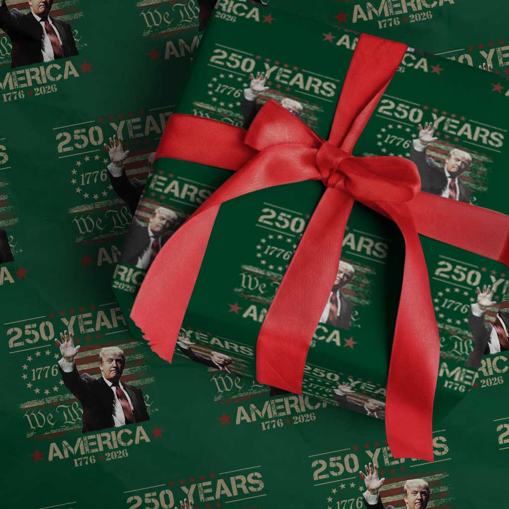 Trump America 250 Wrapping Paper Roll 250 Years Of American Vintage Betsy Ross Flag TS11 Green Print Your Wear