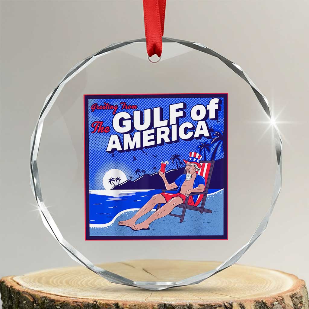 Trump America's Gulf Crystal Glass Ornament Greeting from the Patriot Uncle Sam TS02 Transparent Glass 3'' Circle Print Your Wear