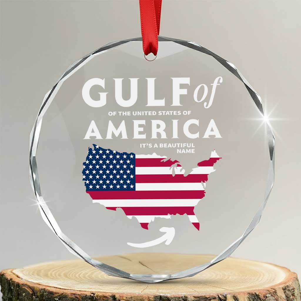 Trump America's Gulf Crystal Glass Ornament Gulf Of The Usa American Flag Pride Patriotic TS02 Transparent Glass 3'' Circle Print Your Wear