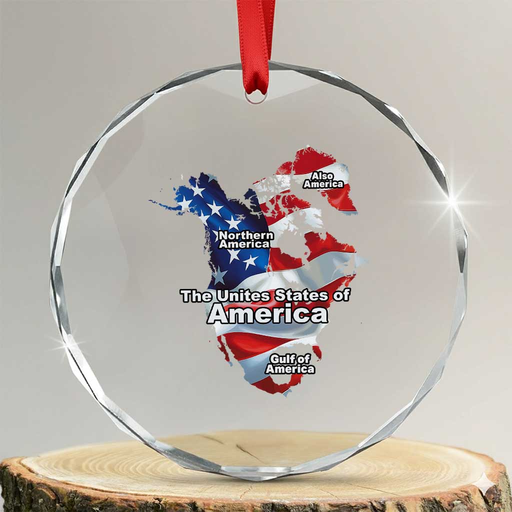 Trump America's Gulf Crystal Glass Ornament Northen America Map American Flag TS02 Transparent Glass 3'' Circle Print Your Wear