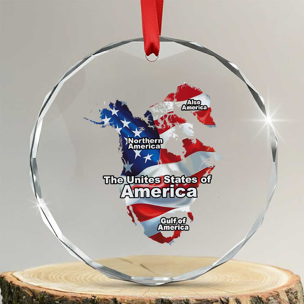 Trump America's Gulf Crystal Glass Ornament Northen America Map American Flag TS02 Transparent Glass 3'' Circle Print Your Wear