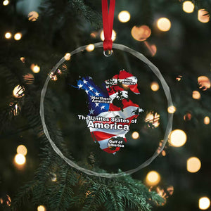 Trump America's Gulf Crystal Glass Ornament Northen America Map American Flag - Print Your Wear