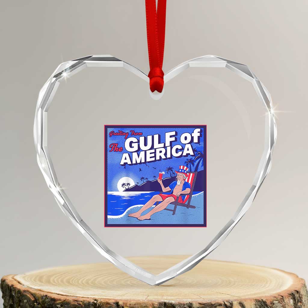 Trump America's Gulf Heart Crystal Glass Ornament Greeting from the Patriot Uncle Sam TS02 Transparent Glass 3'' Heart Print Your Wear