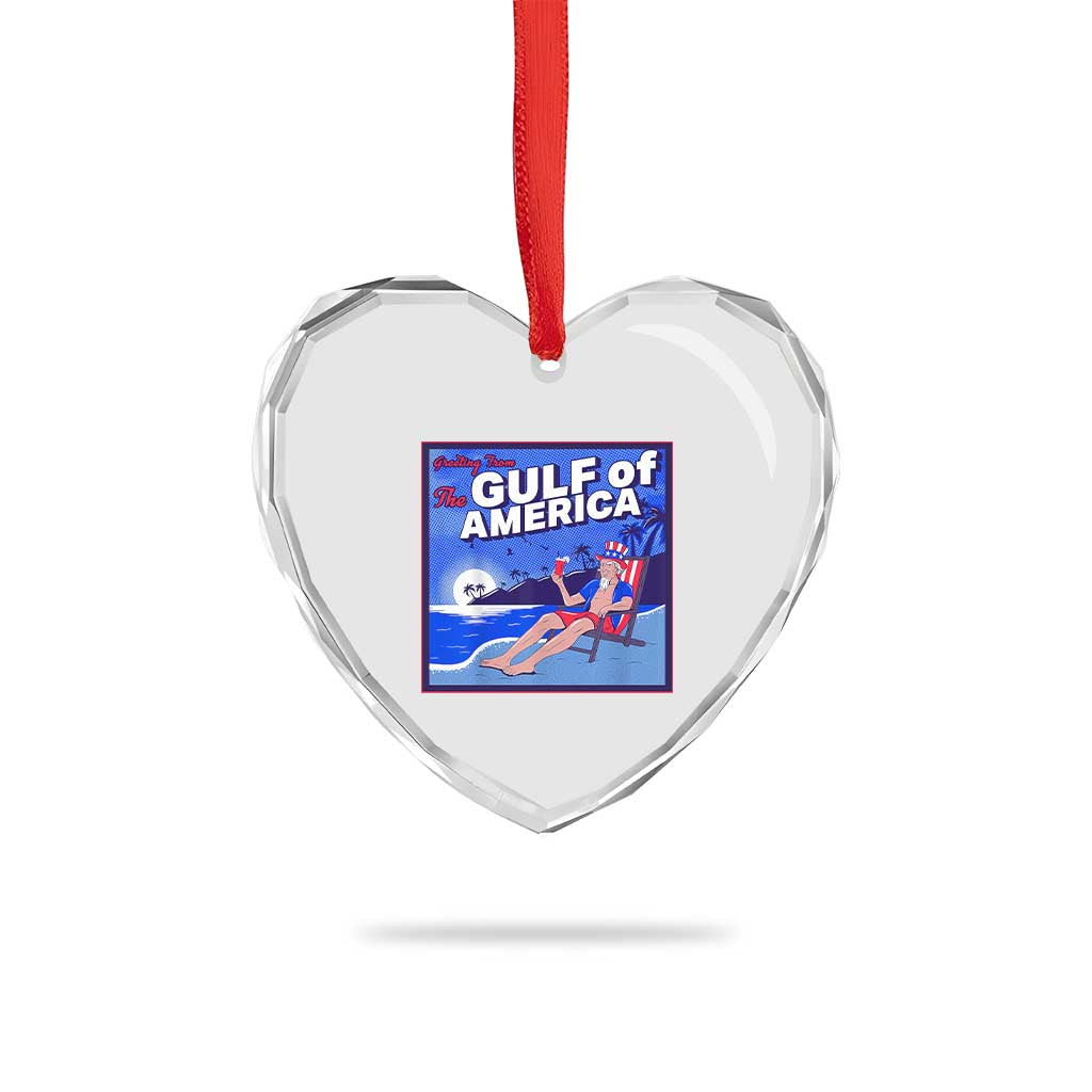 Trump America's Gulf Heart Crystal Glass Ornament Greeting from the Patriot Uncle Sam TS02 Print Your Wear