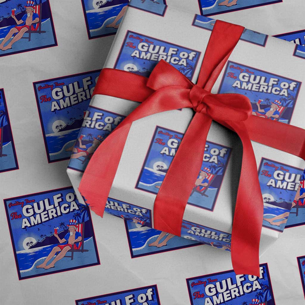 Trump America's Gulf Wrapping Paper Roll Greeting from the Patriot Uncle Sam TS02 White Print Your Wear