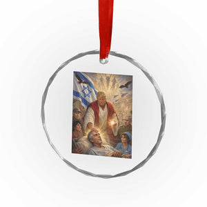 Trump as Jesus Crystal Glass Ornament Divine Leader Meme Healing Scene Israel Flag TS11 Print Your Wear
