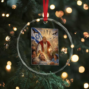 Trump as Jesus Crystal Glass Ornament Divine Leader Meme Healing Scene Israel Flag TS11 Print Your Wear